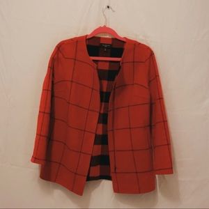 Red Plaid Wool Coat